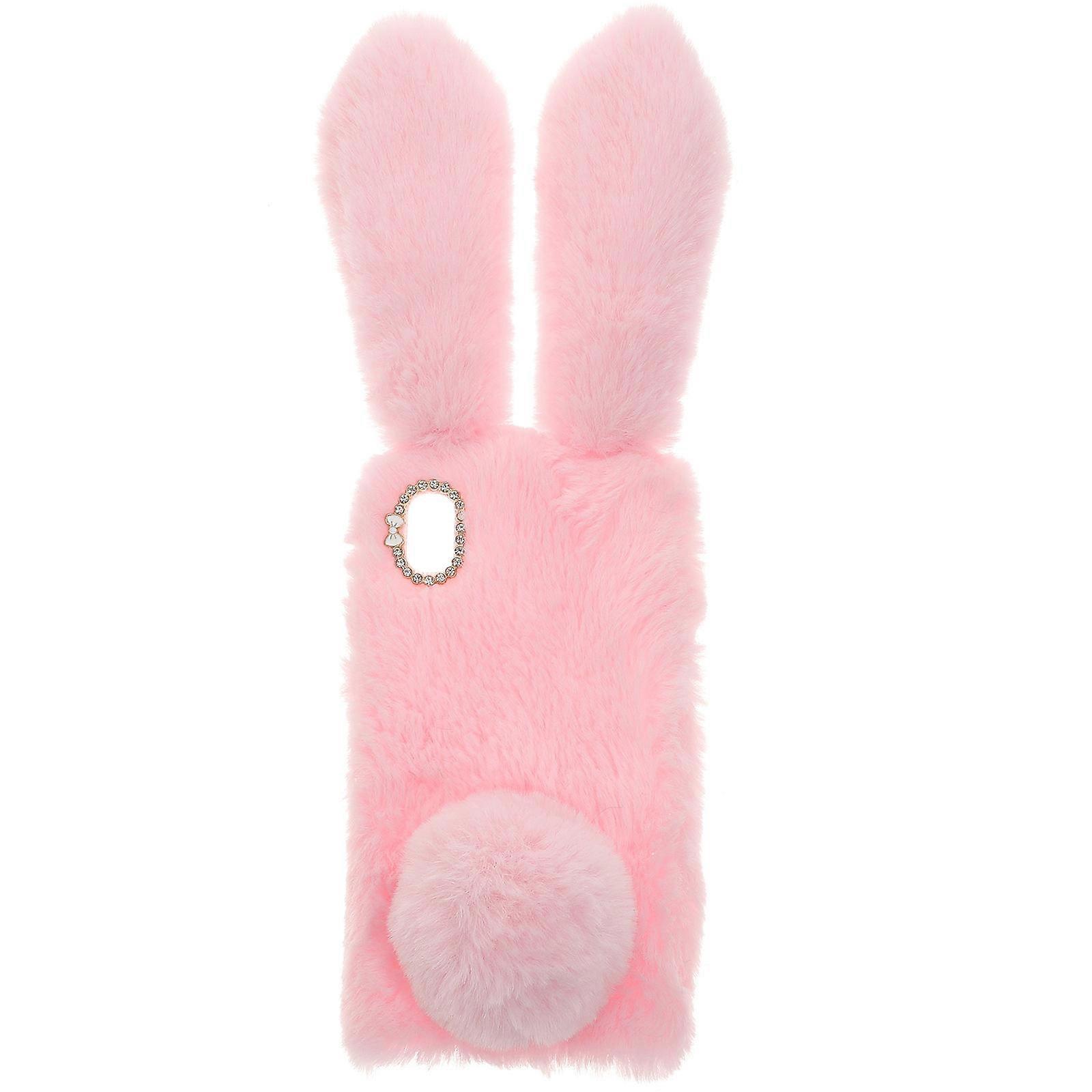 Chic Phone Case Fingerprint Resistance Plush Rabbit Phone Shell Daily Use Pink For 1Pc