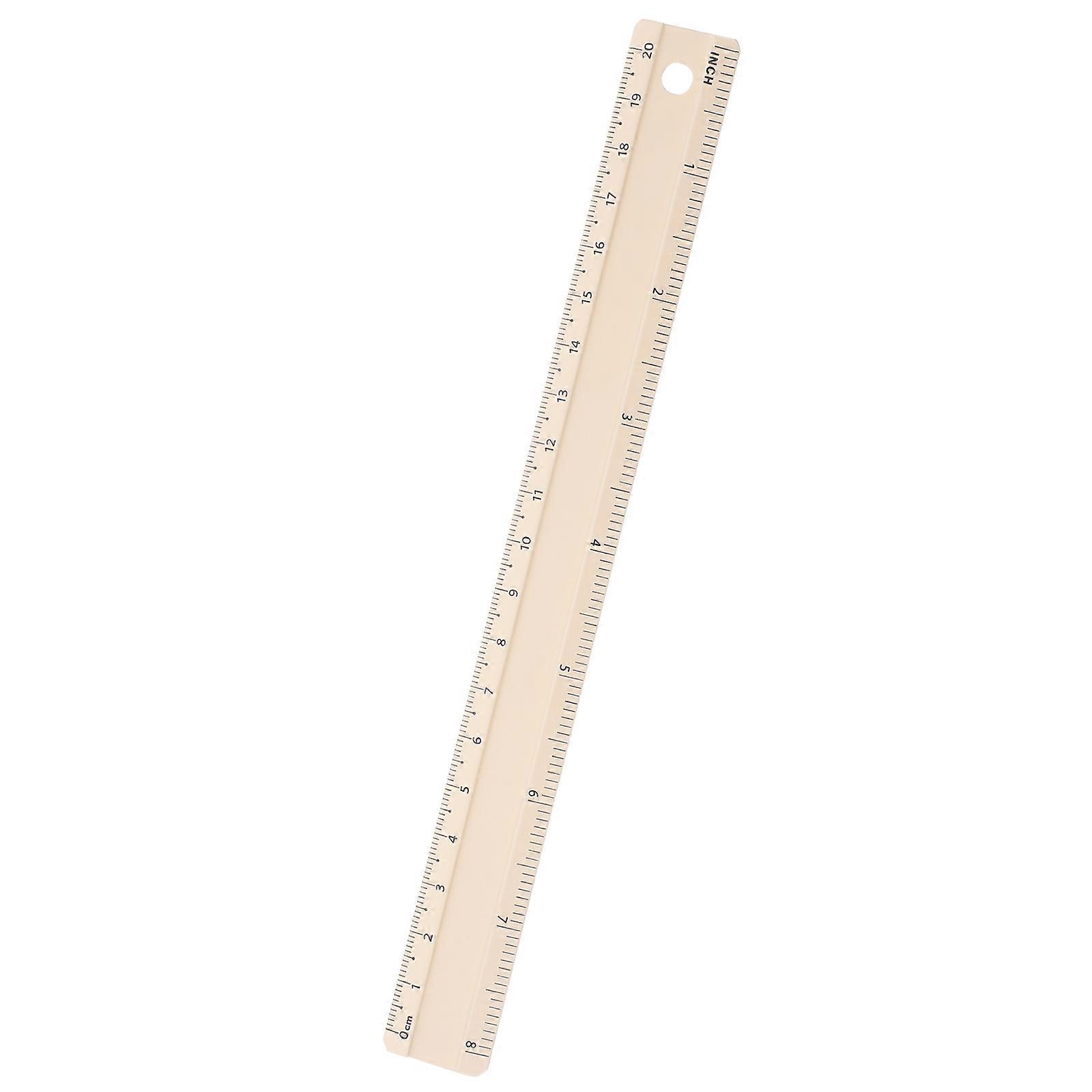 Aluminum Alloy Straight Ruler Measuring Tool for Students and Professionals in Geometry Drawing and Office Use 20cm Beige 1Pack
