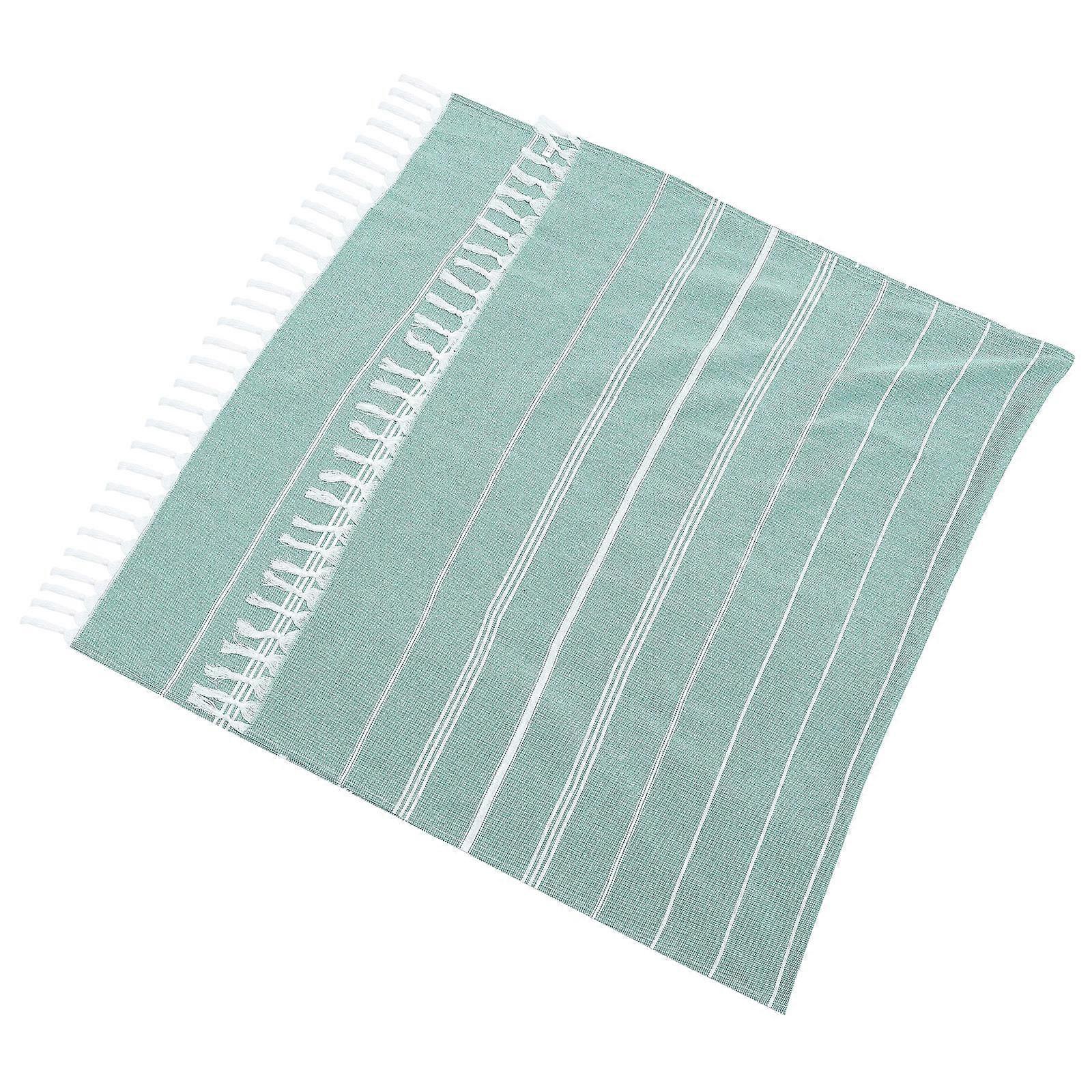 Striped Towels Tassels Design Wrap Quick-Drying Breathable Water Absorption 180x100x06cm Green 1Set