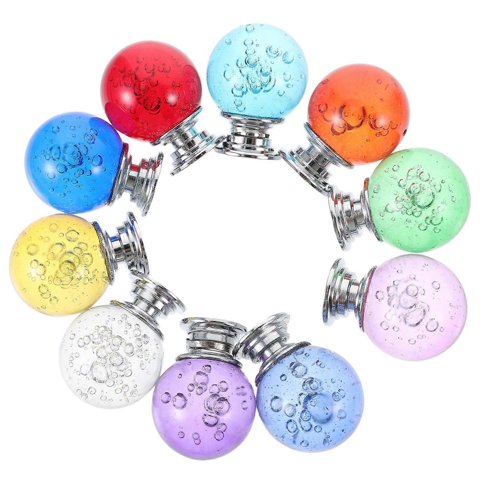 Decorative Wardrobe Knobs Crystal Drawer Knobs Furniture Handles Assorted Color Bubble Ball Shape Elegant Style 10Pcs