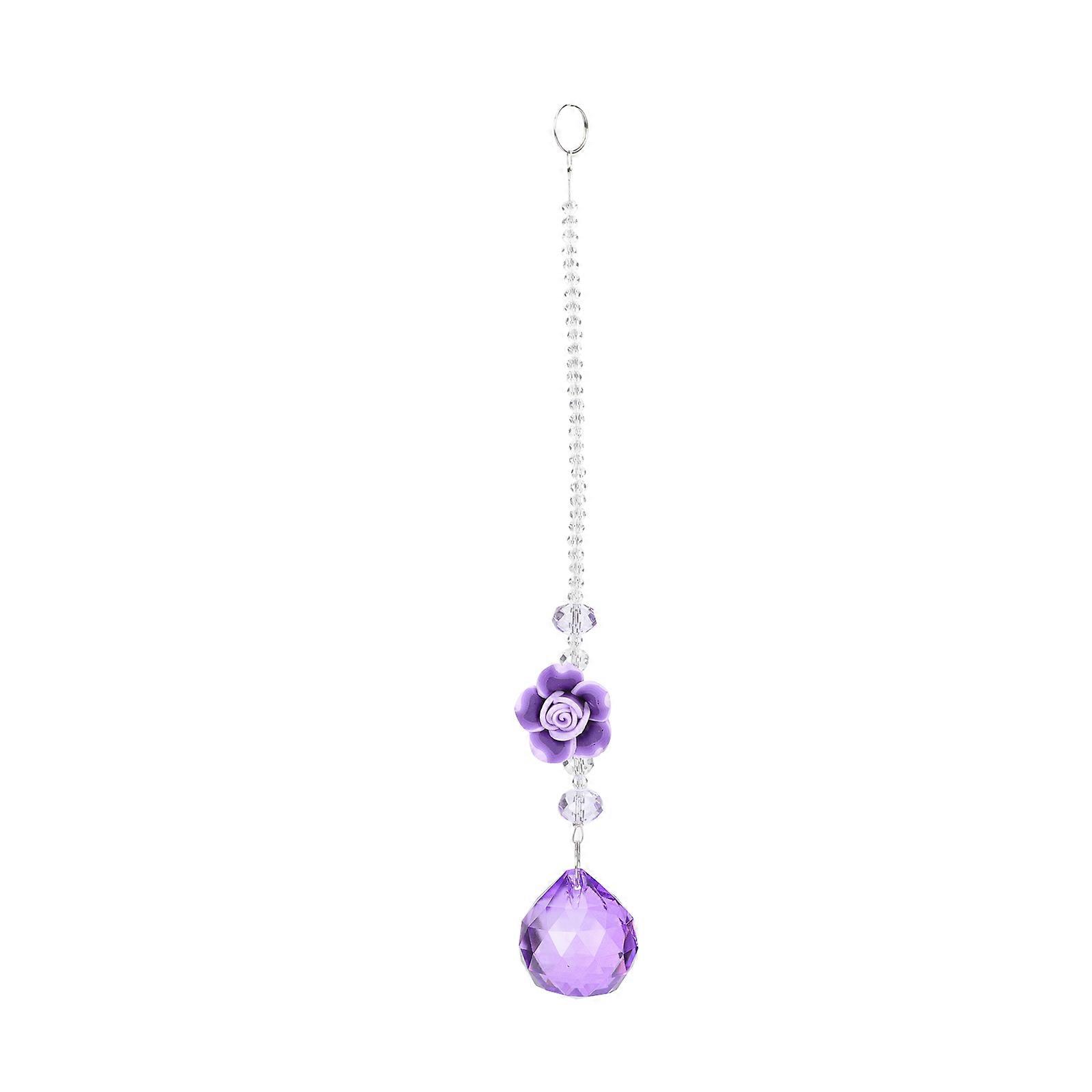Hanging Crystal Suncatcher Ornament For Home Decoration Violet 22.5x3cm Elegant and Fashion Color Round 1Set