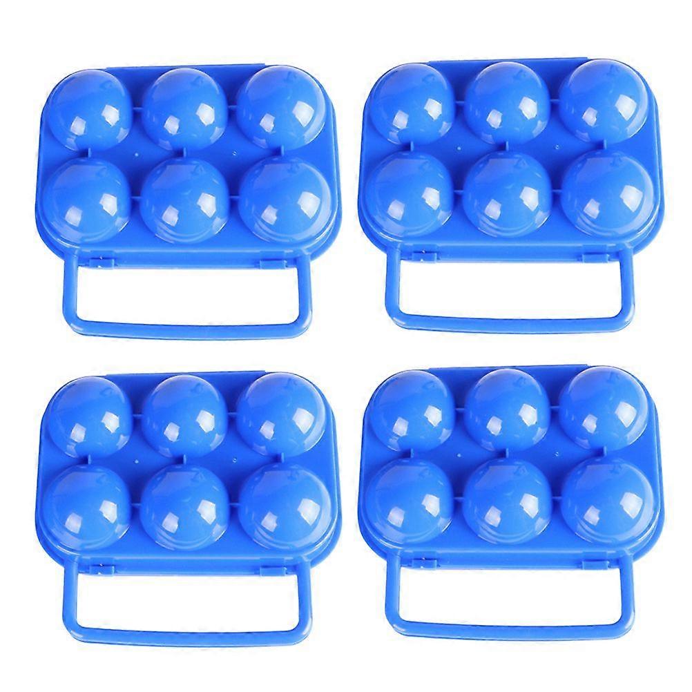 1 Set 4Pcs Portable Plastic 6 Grids Egg Storage Boxes Egg Holders (Blue)