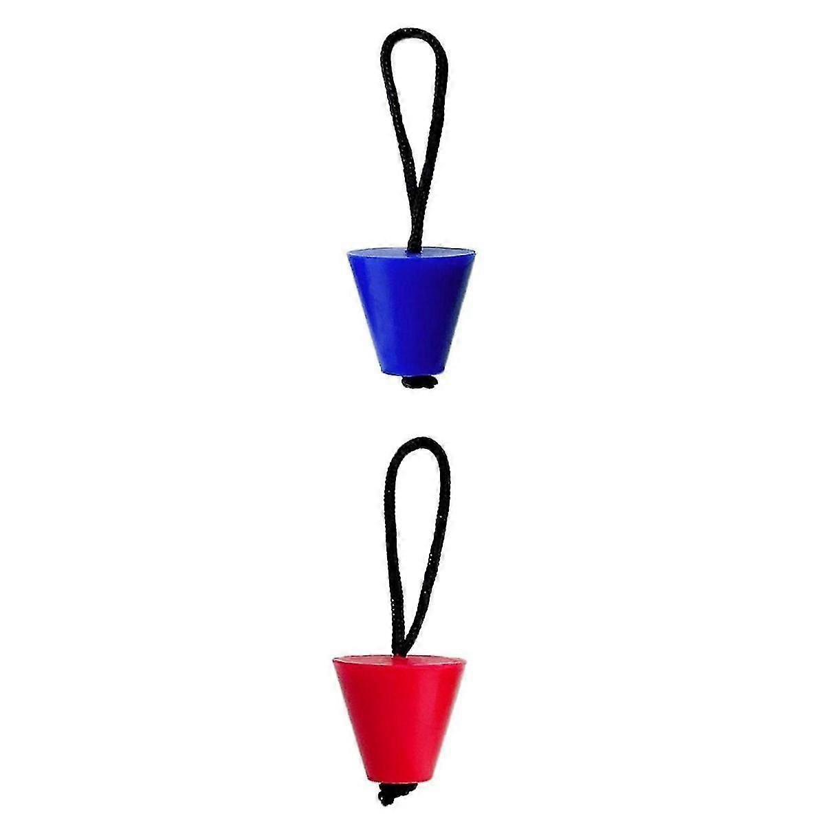 2pcs Rubber Canoe Boat Scupper Plugs Drain Holes Stopper for Rope Blue/Red