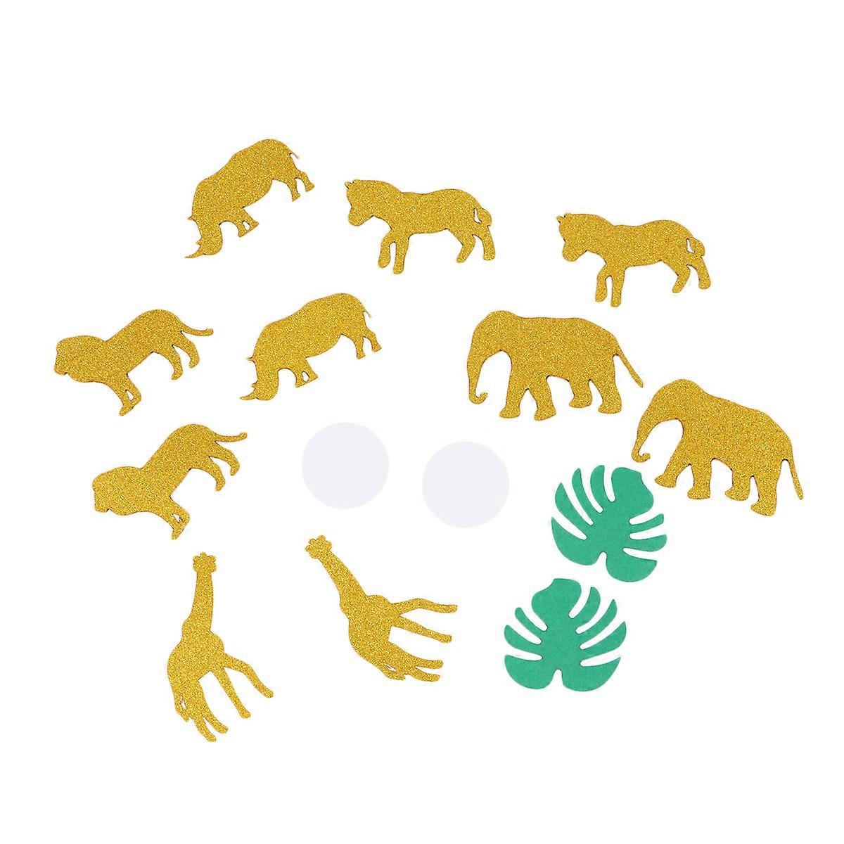 Birthday Table Confetti Animal And Monstera Leaf Shape Assorted Color Paper Decorations 200Pcs