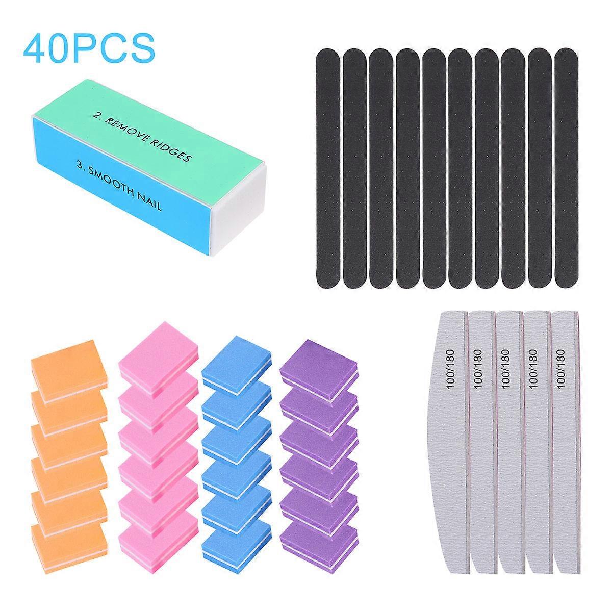 Sponge Nail Buffer Block Manicure Pedicure 19X3cm Plastic Polishing 40Pcs