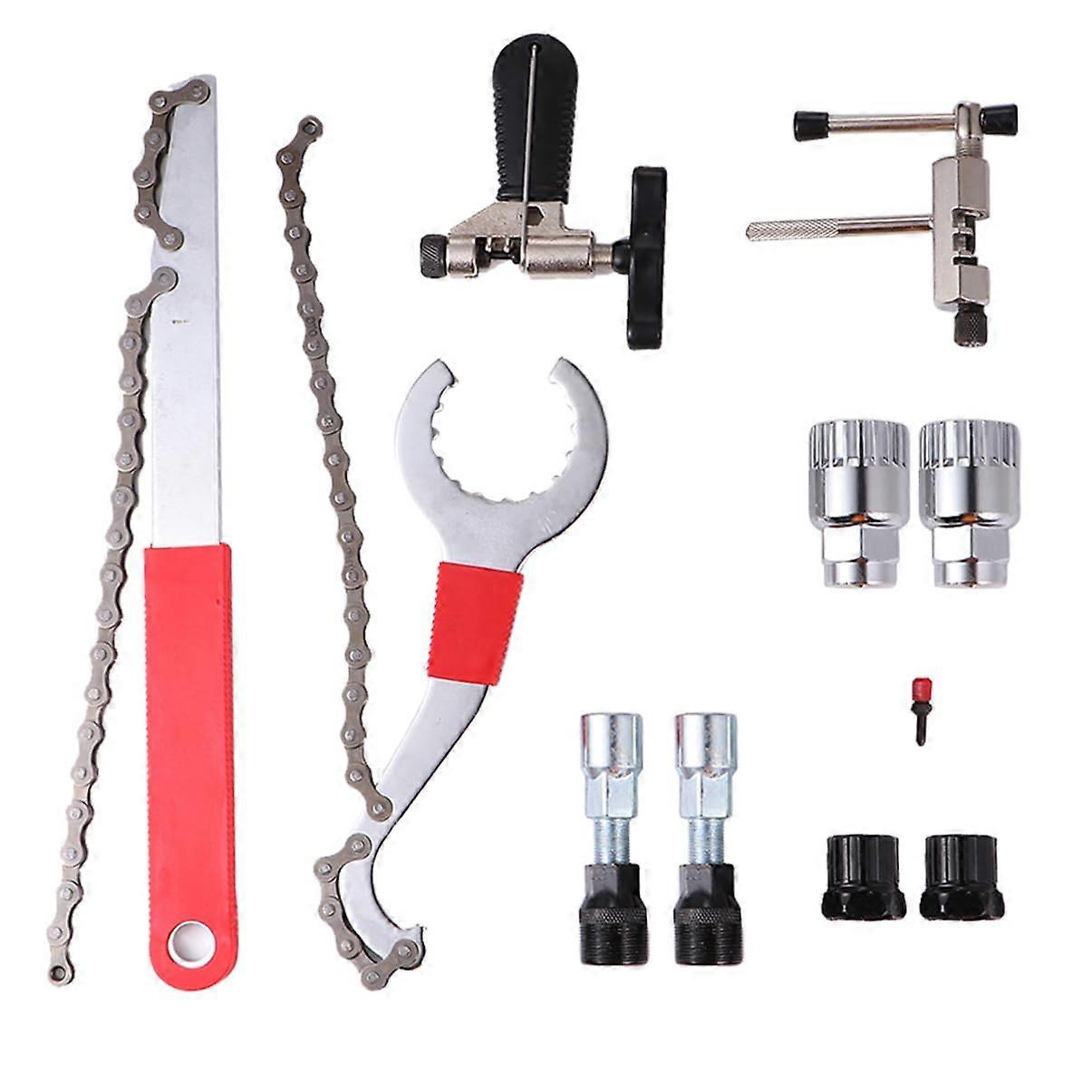 1 Set 10 Bicycle Tool Set Crank Puller Freewheel Turner Chain Whip Remover