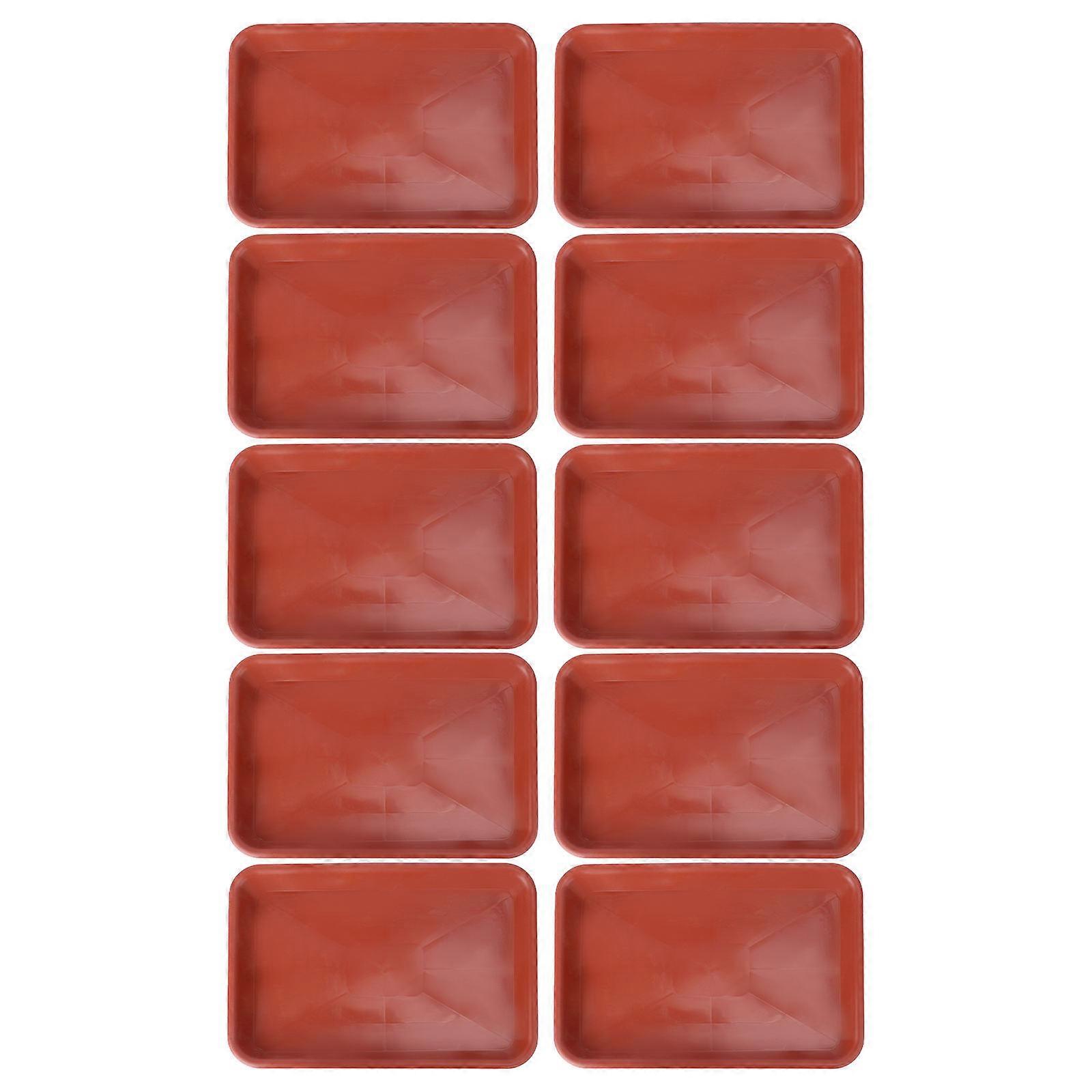 Rectangular Planters Plastic Flowerpot Tray For Indoor Planting Red 28x19cm Water Collection 10Pack
