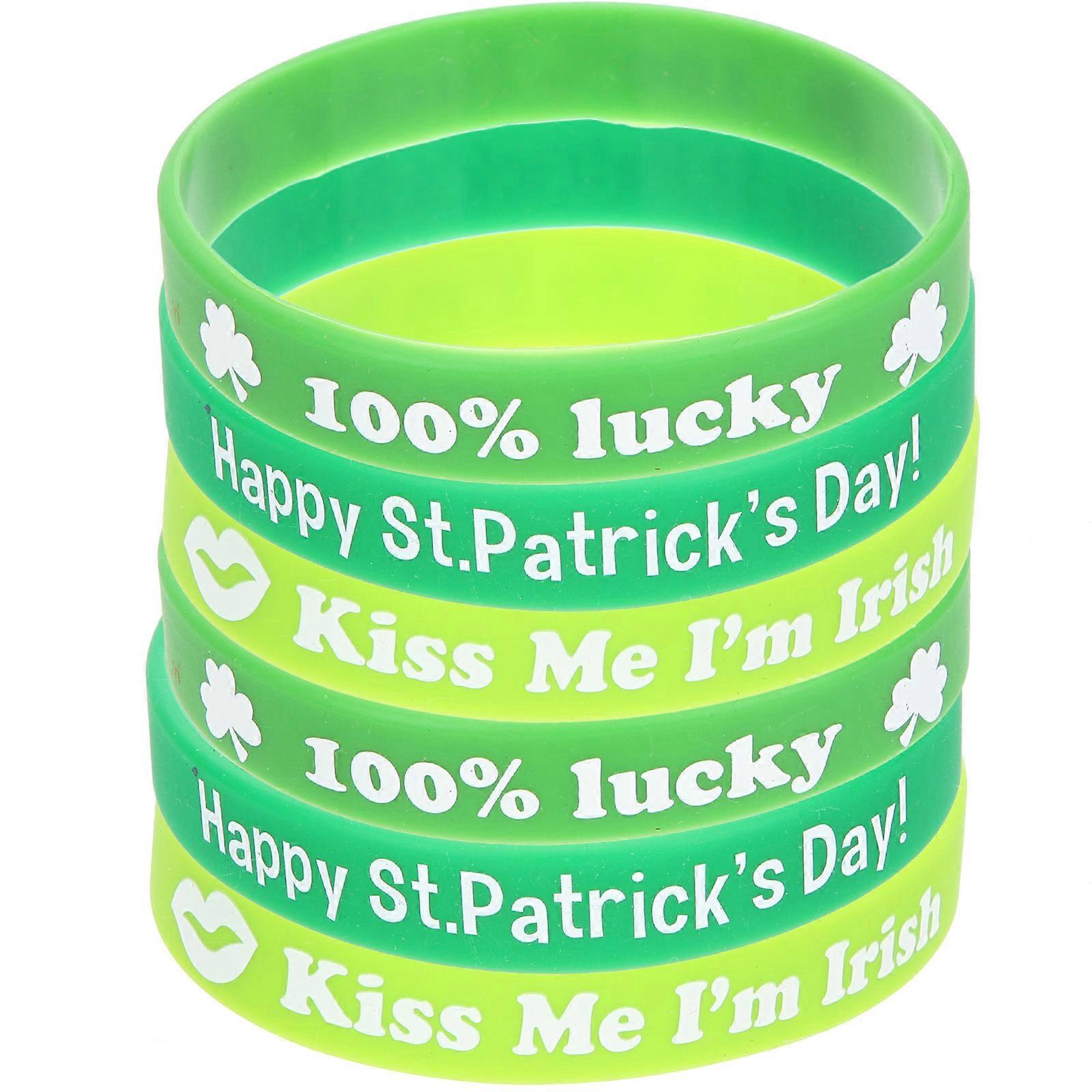 12pcs Shamrock Silicone Wristbands for St. Patrick's Day – Lightweight & Comfortable Bracelets for Adults, Perfect for Parties and Events