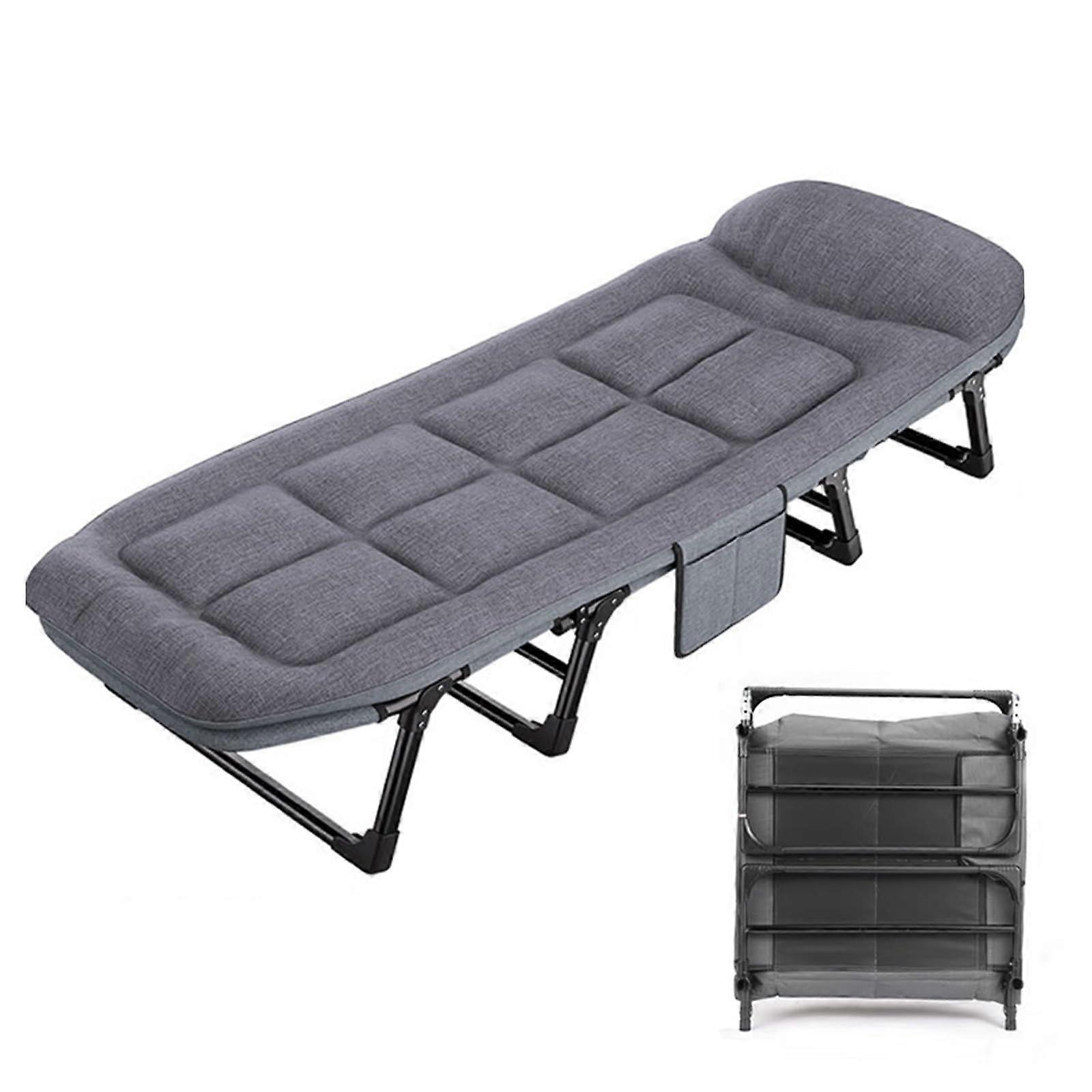 Folding Bed Guest Bed Metal Folding Bed with Adjustable Backrest, 170 x 55 x 25 cm, Strong Load Capacity for Home Office Outdoor
