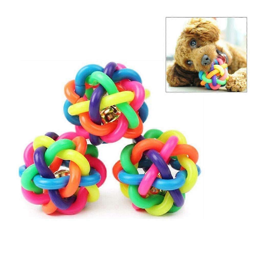 Rubber Ball Dog Toy with Bells for Sound Cleaning - Interactive Puppy Chew Toy, Durable and Squeaky, Medium Size