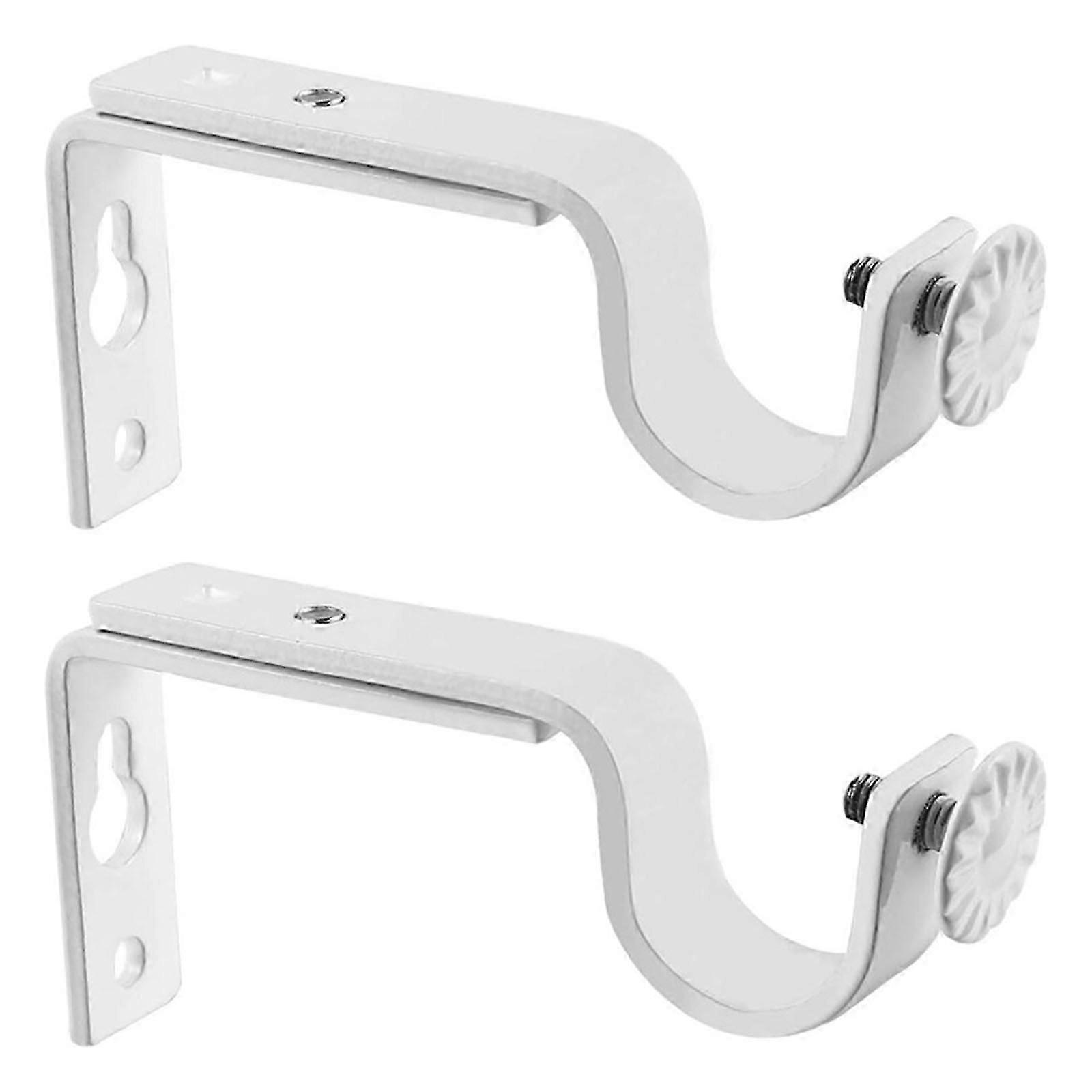 2Pcs Adjustable Curtain Brackets Curtain Rod Holder Wall-Mounted Metal Single Rod Bracket Drapery Rod Stand Easy to Use
