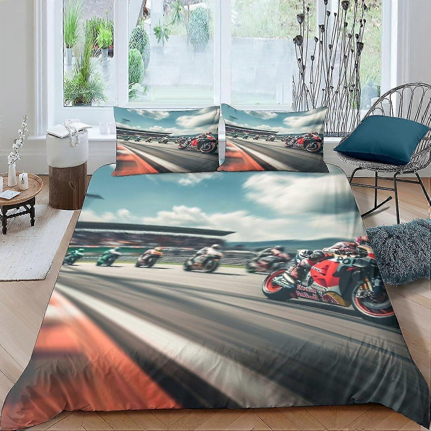 motorcykel täcke överdrag för pojkar och flickor, 3D-tryckt sängkläder med extremsporttema, mjuk mikrofiber med dragkedja
