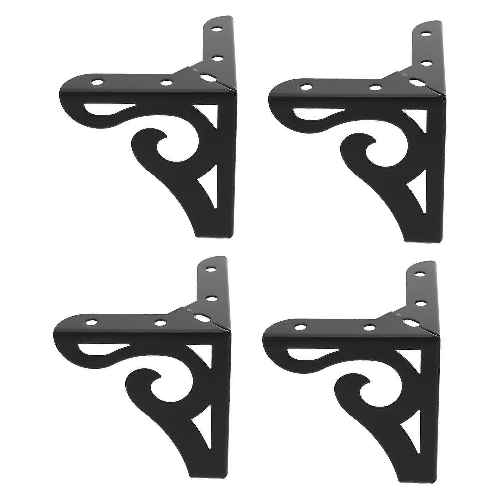 Iron Furniture Feet with Rubber Pad for Sofa Bed Table Legs 4 Pcs Black