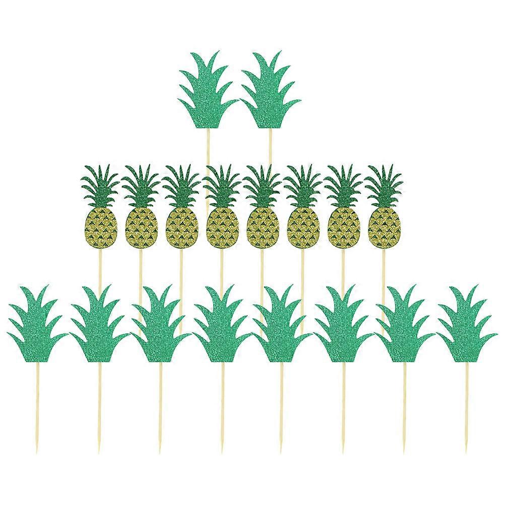 Pineapple Shaped Paper Cake Topper for Decoration with Green Glitter Perfect for Parties and Festivals 32pcs