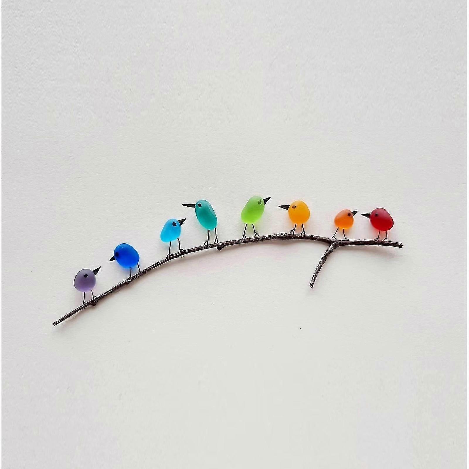 زجاج البحر وصورة الأخشاب الطافية ، غير مؤطرة فريدة من نوعها مصنوعة يدويا ، ديكور جدار طائر قوس قزح ، مناسبة لغرفة النوم وغرفة المعيشة