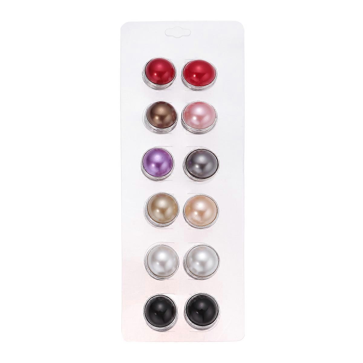 Magnetic Purse Snaps Pearl Brooch Snap Buttons Clothing Decoration White Assorted Colors 12Pcs