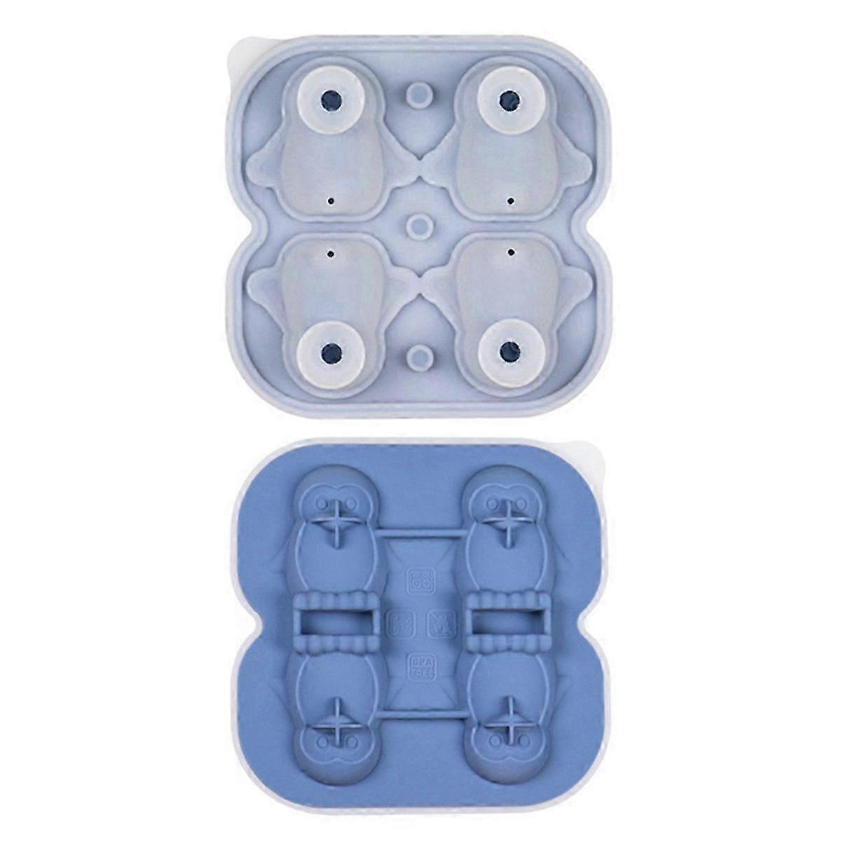 Penguin Mold, Make 4 Cute Penguin Ice Balls for Drink, Blue