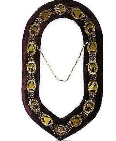 Doko - Masonic Chain Collar - Gold On Maroon + Free Case