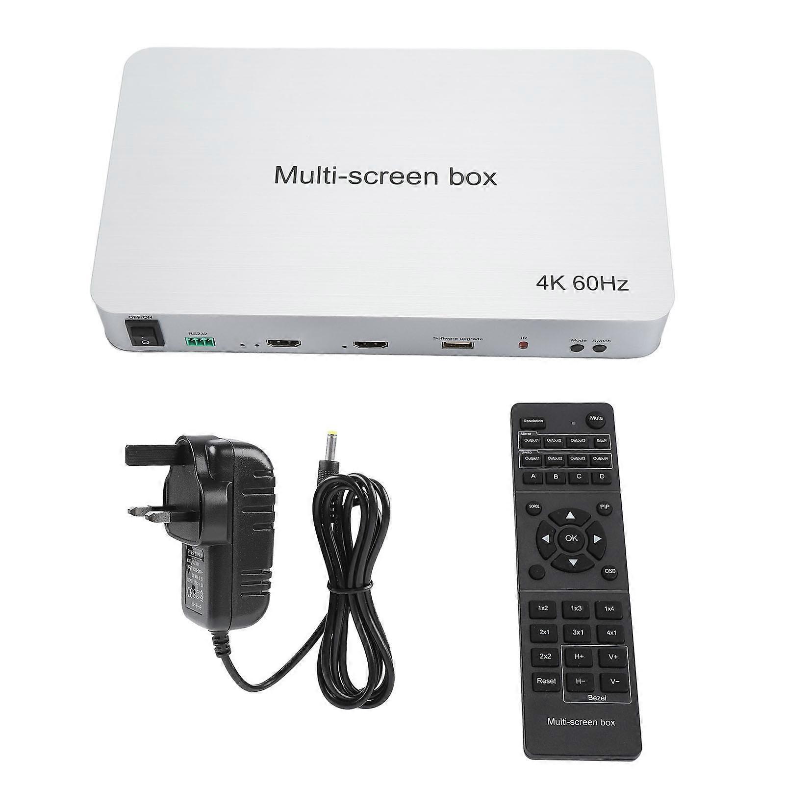 4K 2X2 HDMI Multi-Screen Splitter with Seamless Switching & 3D Support UK Plug