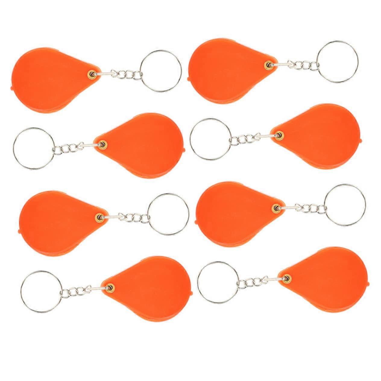 8Piece Handheld Reading Magnifier Set with LED Light, ABS Keyring Magnifier