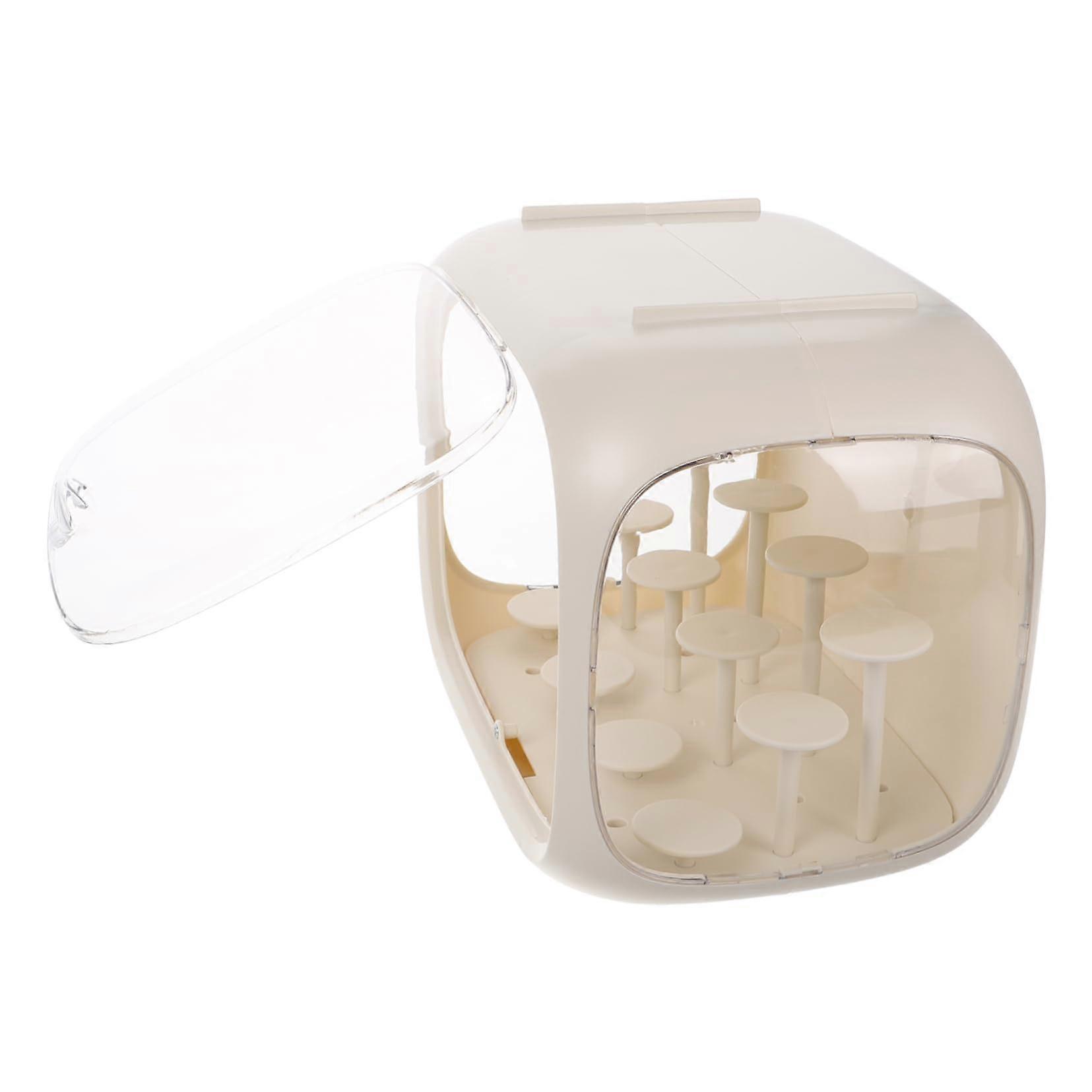 Display Stand for Blind Boxes, Clear Plastic Display Case for Figures, Beige Storage Cabinet, 5-Shelf Design