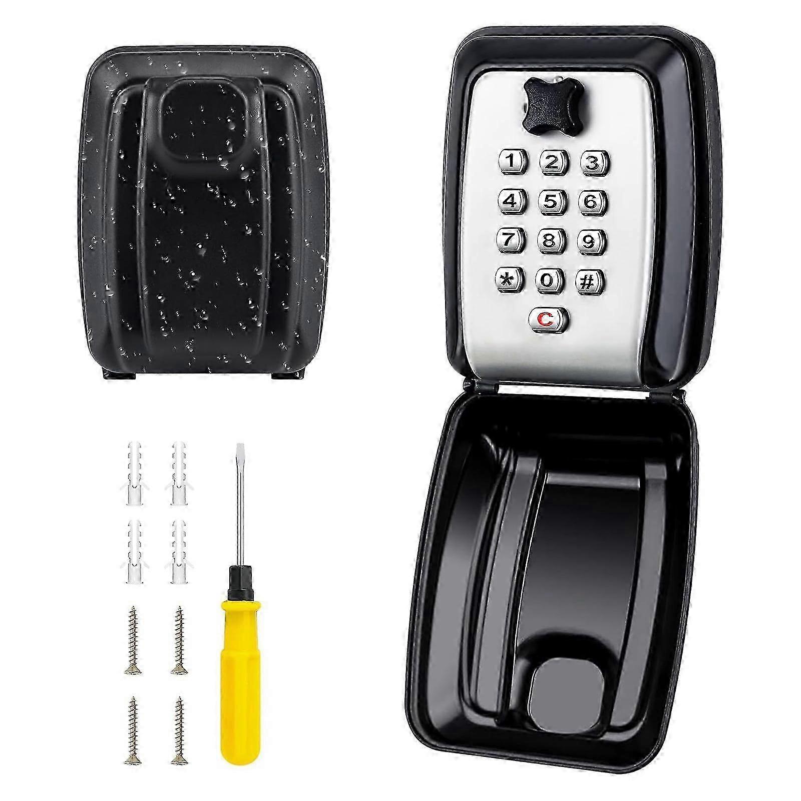 Key Safe Lock Box, Wall Mounted Key Storage Box with 9-Digit Keyboard, Large Capacity, Rustproof/Waterproof Security Lock Box, for Home, Outdoor