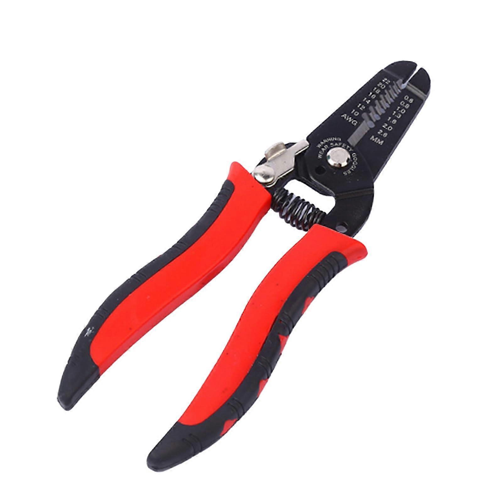 Wire Stripper 0.6-2.6mm 22-10AWG Automatic Cable Stripper Tool with Labor Saving Spring and 180mm Carbon Steel Jaws