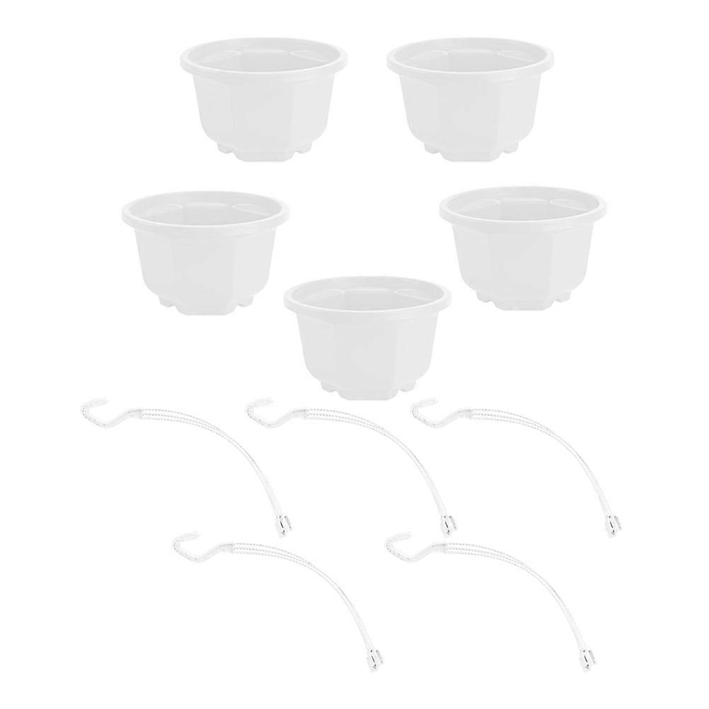 Hanging Flower Pots for Outside White Plastic Planters with Hooks for Balcony and Garden 46.00X17.00X17.00CM 5 Sets