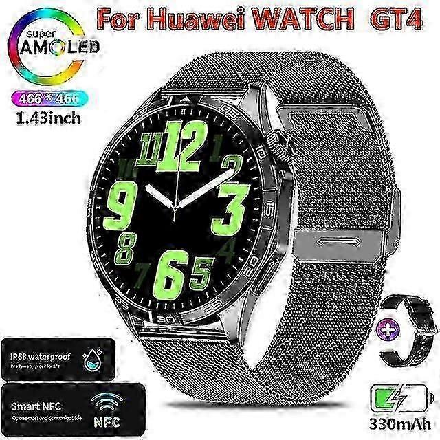 Montre GT4 pour Huawei Smart Watch Adult GPS Tracker 1,43 pouce 466 * 466 écran HD toujours afficher Bluetooth Call Smartwatch Nouveau