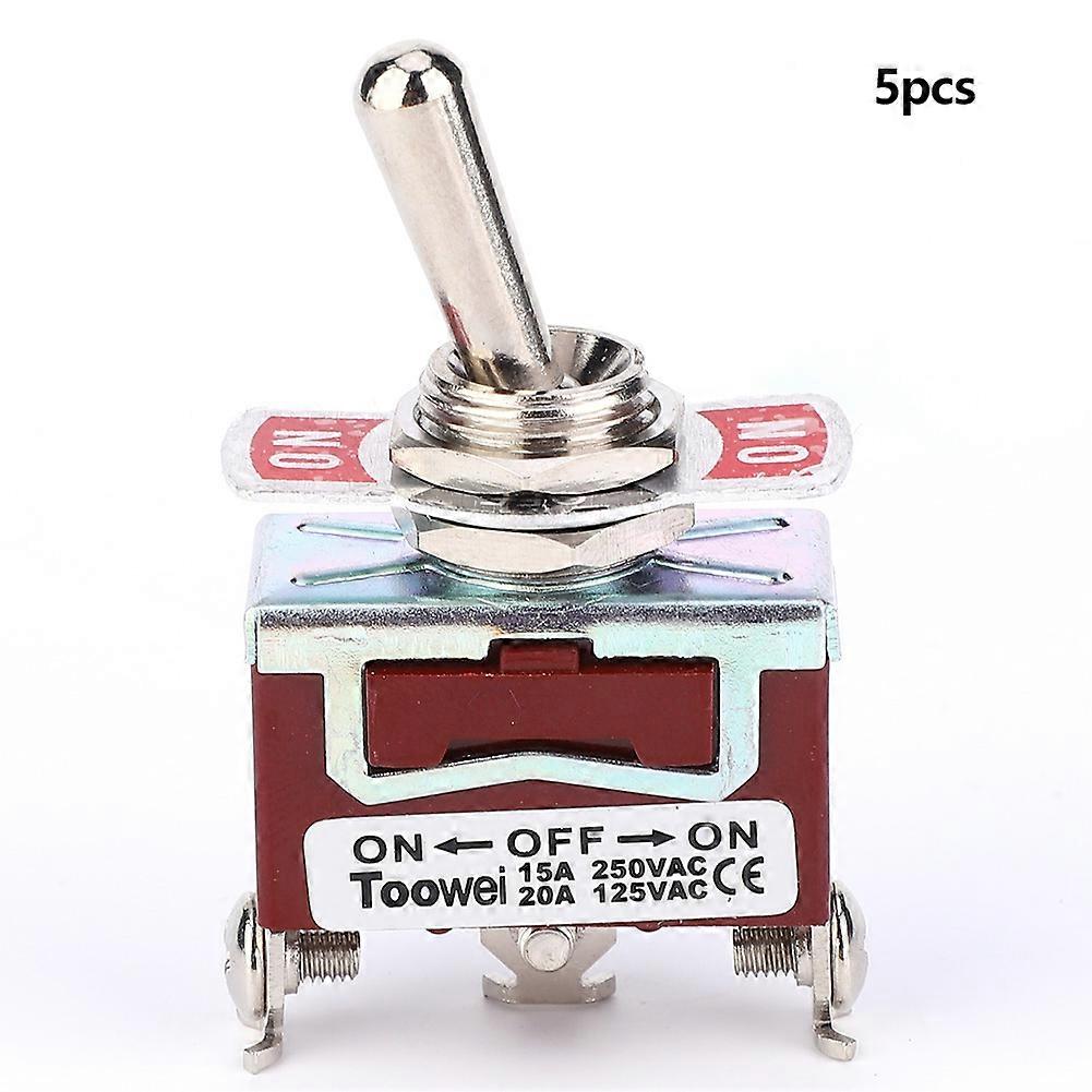 5pcs SPST Toggle Switch 3 Positions ON OFF ON Monopole Waterproof Toggle Switch