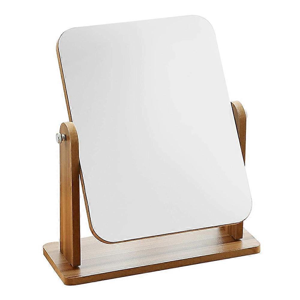 360 Degree Rotating Vanity Mirror with Wooden Base Vintage Desktop Makeup Mirror Size L