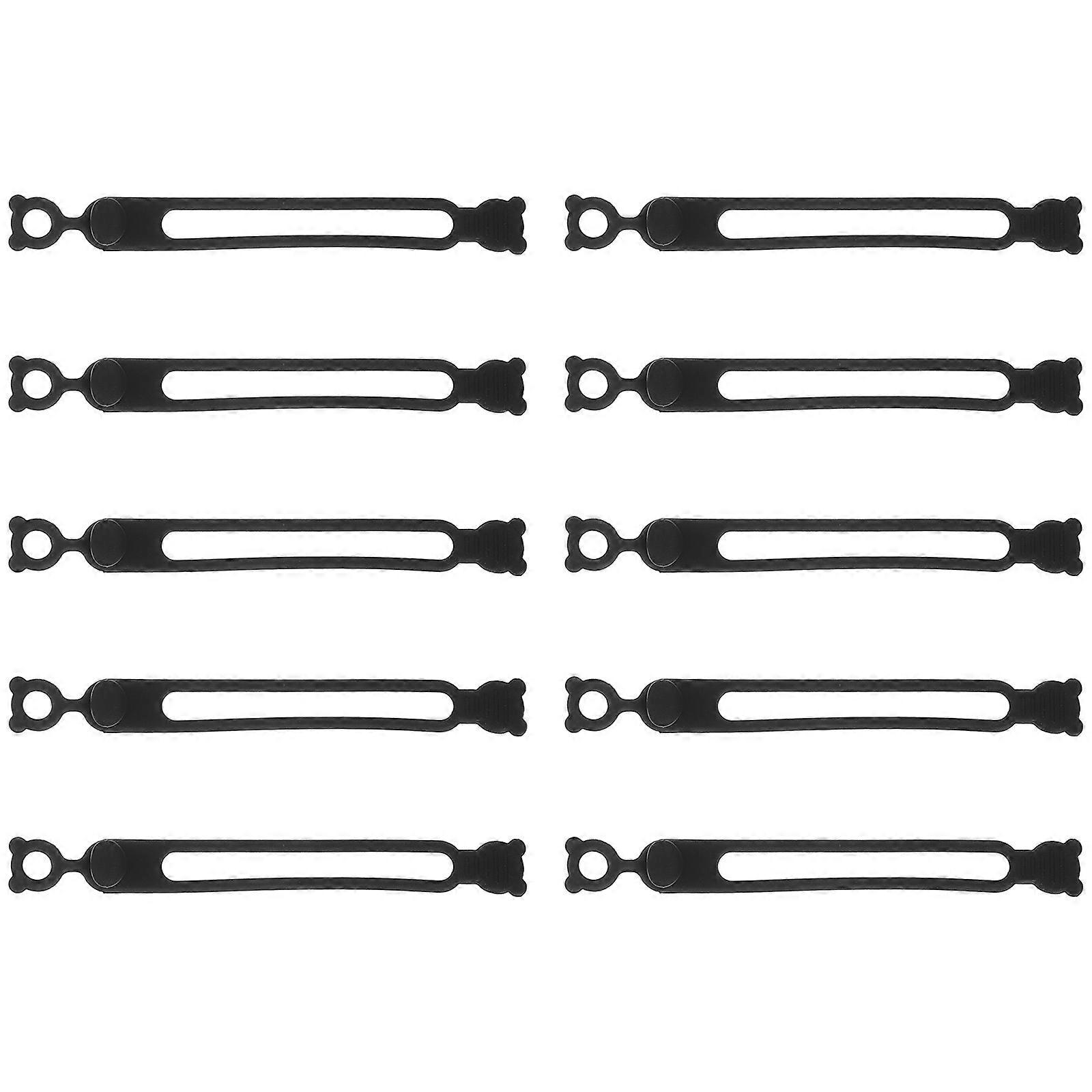 Silicone Cable Ties for Organization Black Reusable Wire Organizers with Compact Size 10 Pieces