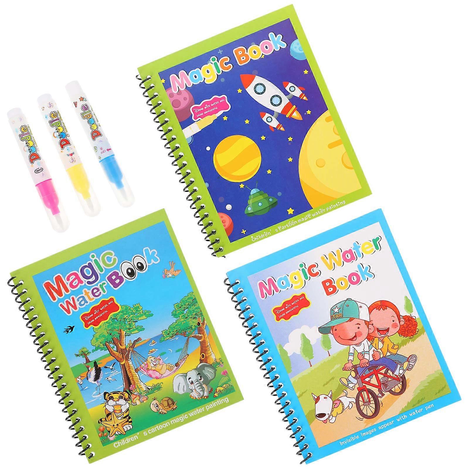 3pcs Reusable Water Drawing Books for Creative Painting, Assorted Color Pages, Graffiti Activities, Happy Childhood Universe
