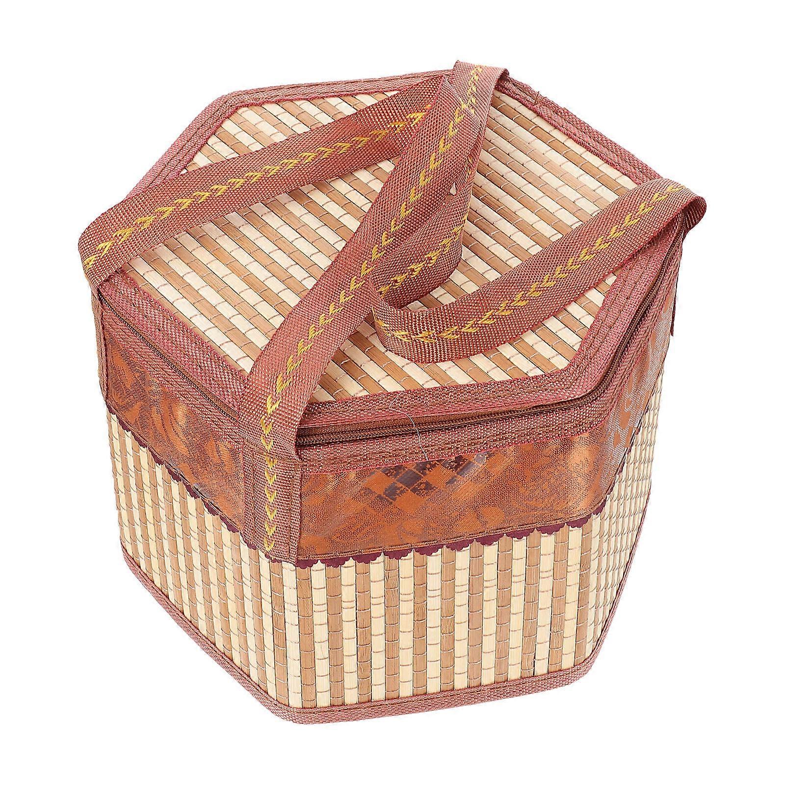 Elegant Handheld Storage Basket with Cover for Dust Prevention Assorted Color Synthetic Material