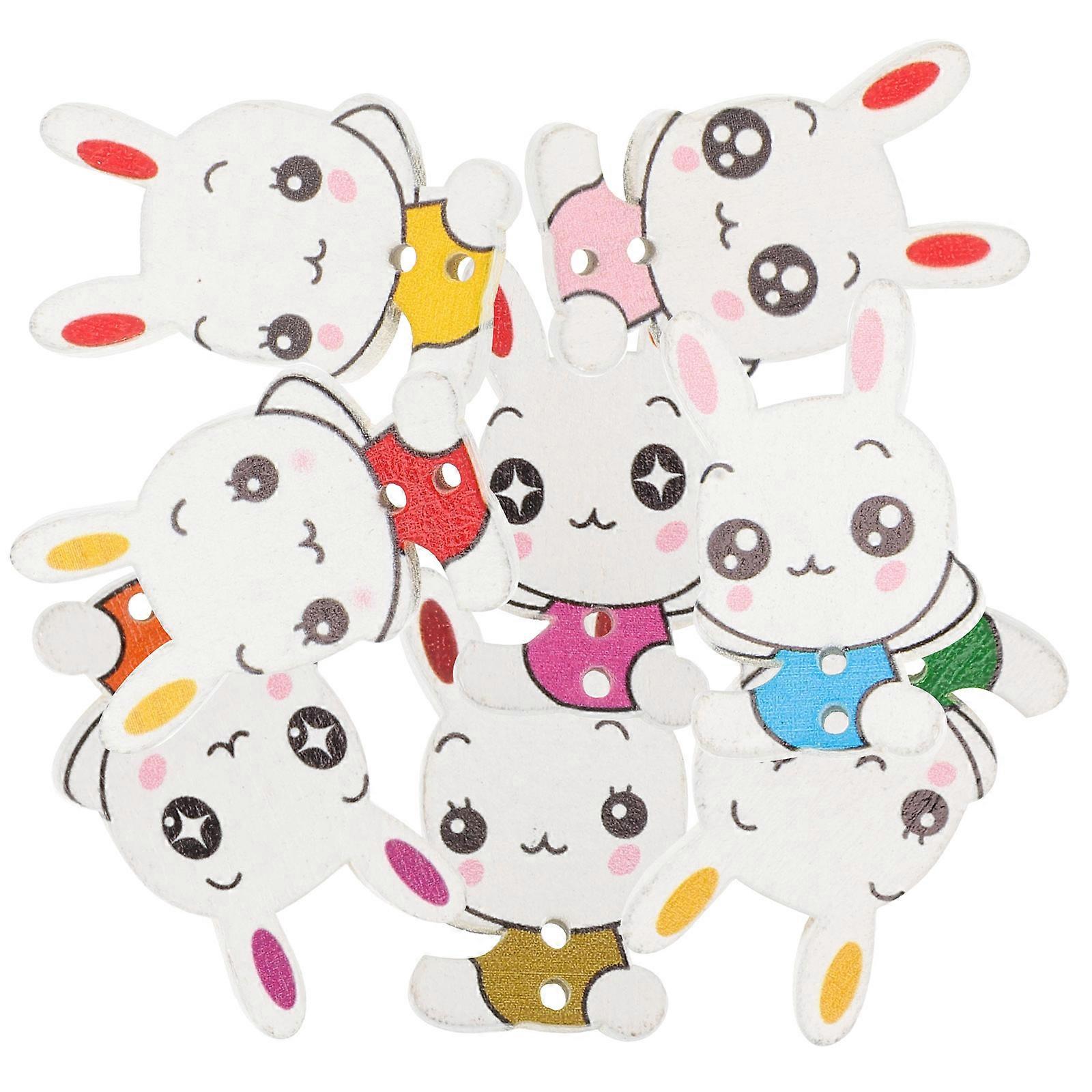Bunny Shaped Wooden Buttons 100pcs Colorful Craft Supplies for Easter Decor Handmade Accessories Projects