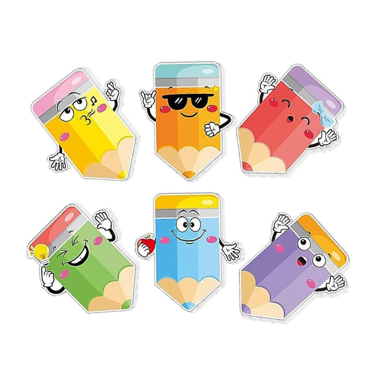 6 Memo Pads with Pencil Pattern, Self-Adhesive Notepad Stickers, Portable Office Notebooks, Cute Note Stickers for Home and School