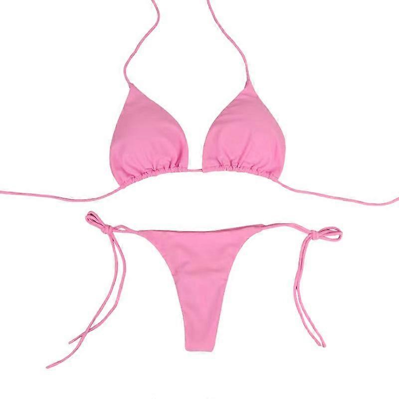 1Set Swimsuit Solid color Swimwear Split Three-point Set Sexy Bikini European Style Tie