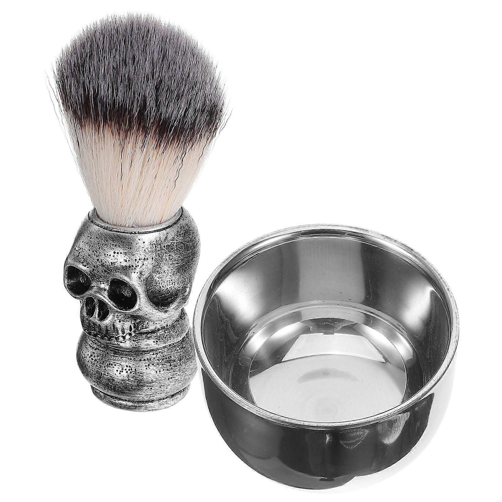 Shaving Kit with Skull Handle Brush and Bowl for Men – Ergonomic Design for Beard Foaming and Grooming