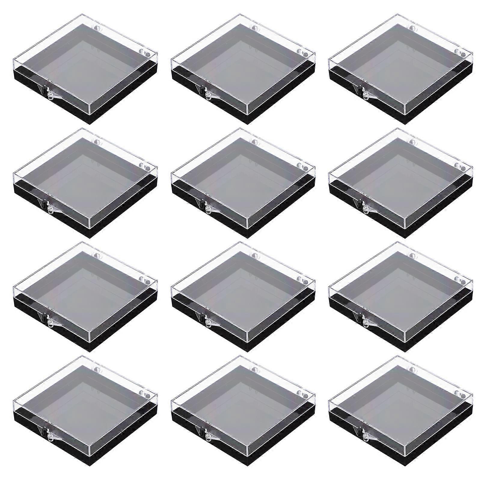 False Nail Organizer Dust Proof And Portable For Nail Pieces Salon Workbench 7.00X7.00X1.70CM Black 12Pack