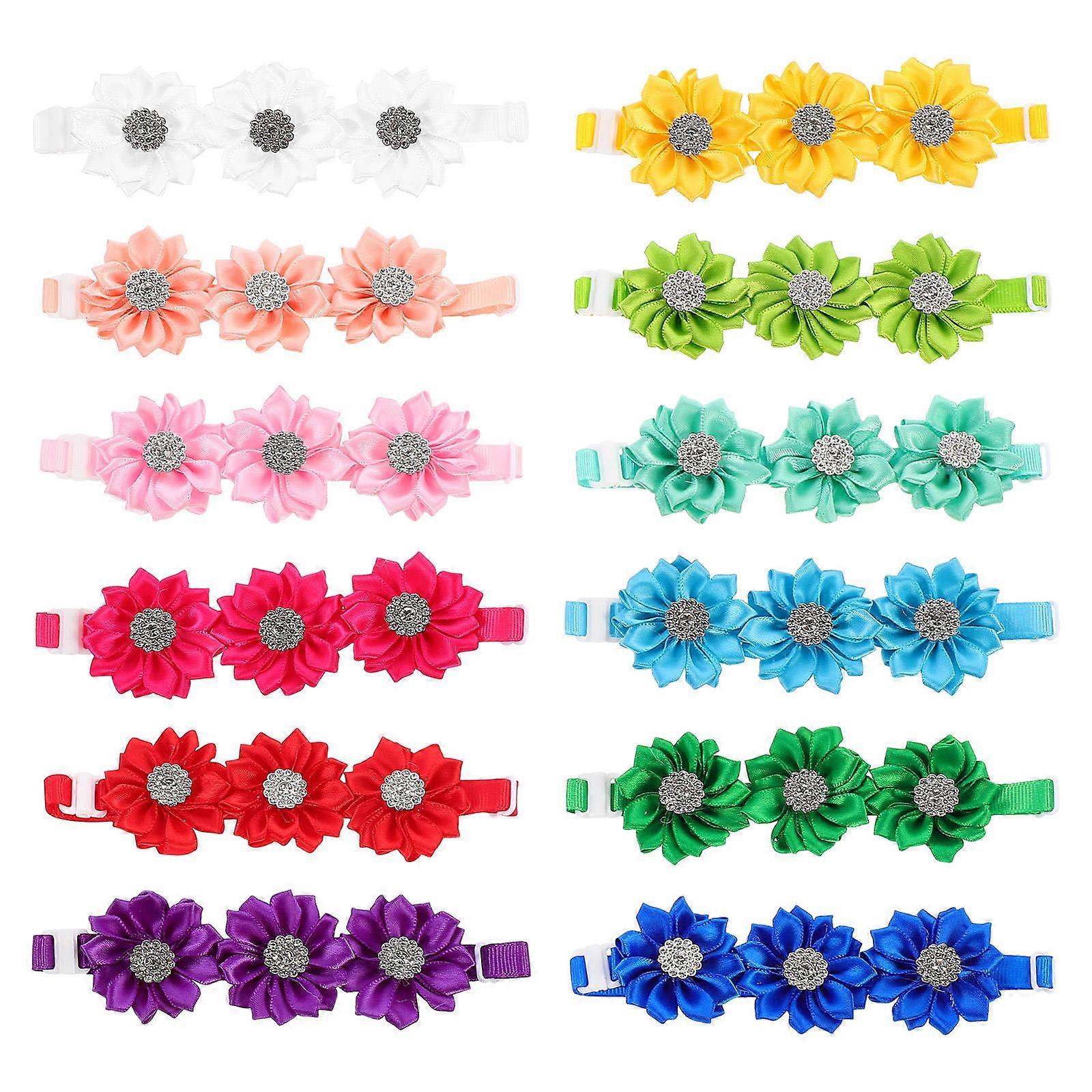Dog Bow Tie Rhinestone Pet Necklace Chic Design Breathable Kitten Accessory 14X10X1CM Daily Wear 12Pack