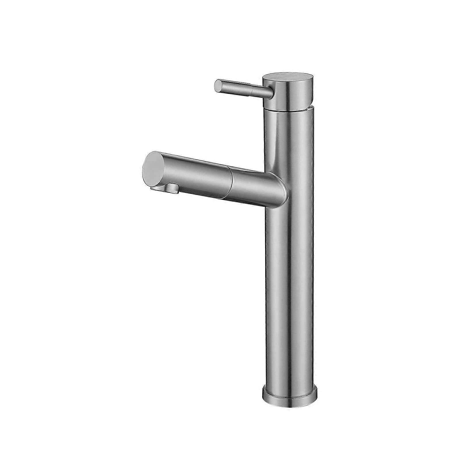Extendable faucet for the bathroom, brushed, 360° swivel basin faucet, singlehole singlelever mixer for hot and cold water