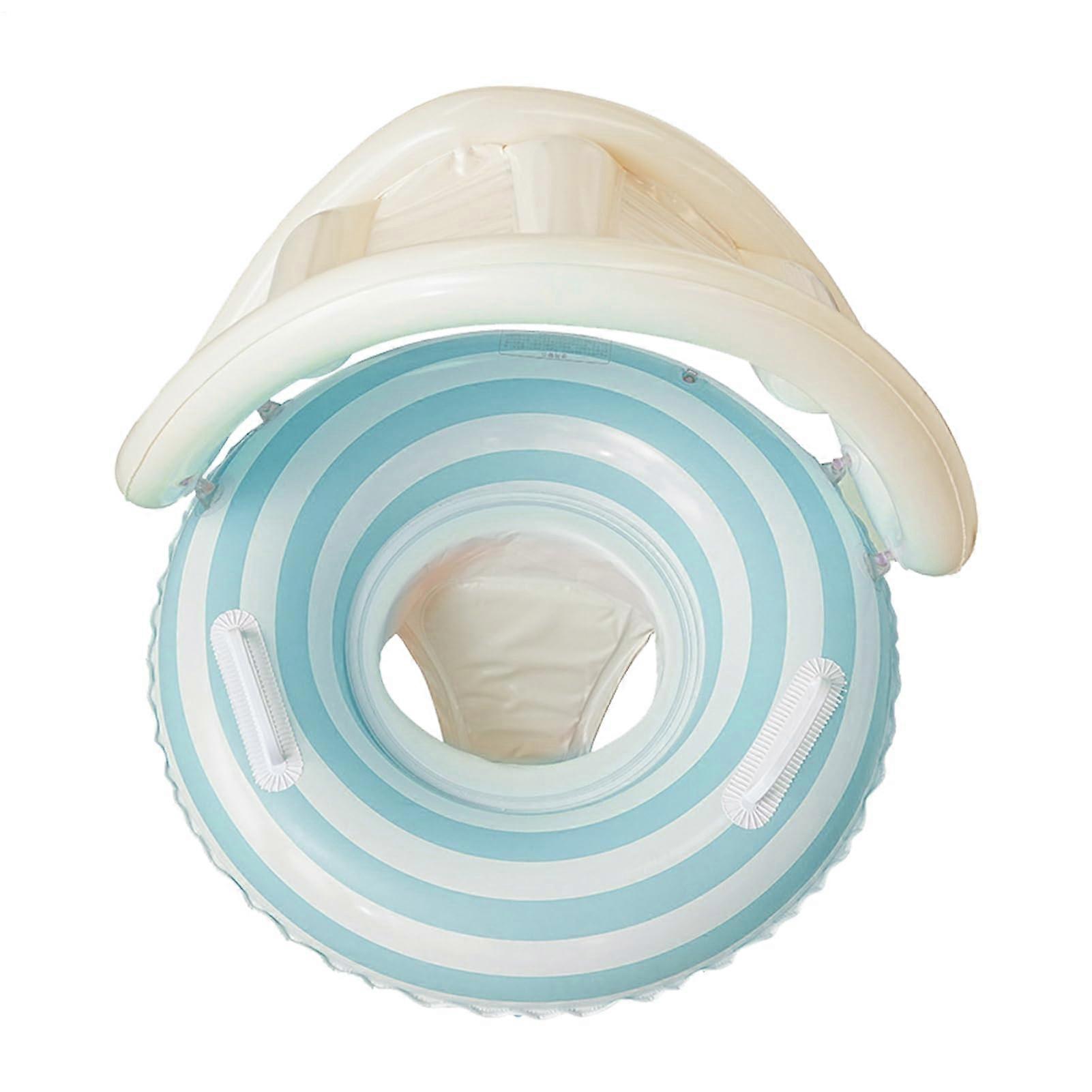 Baby Swim Ring with Sun Canopy Inflatable Toddler Swimming Aid for Girls, Blue