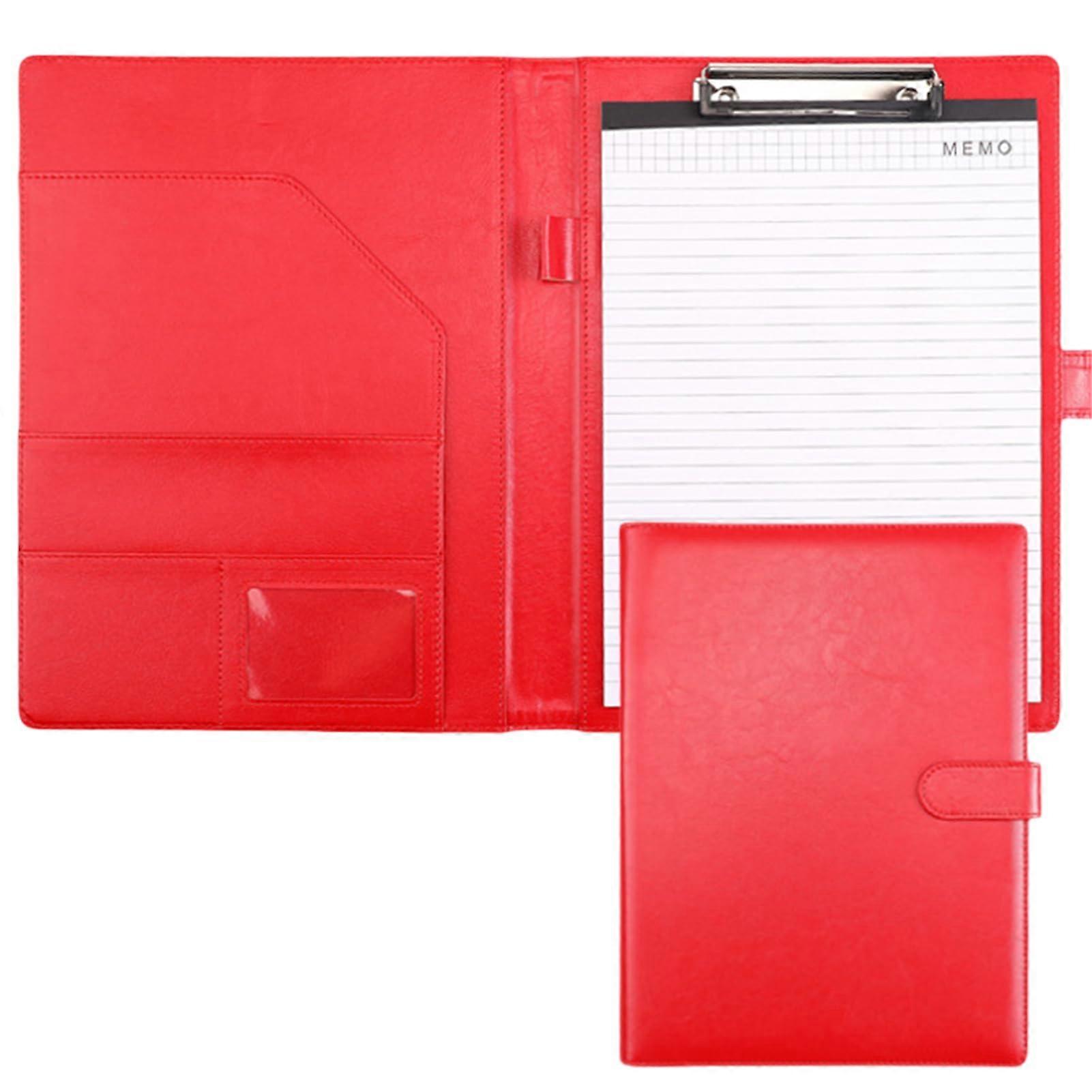 Leather Conference Folder A4 with Document Compartments (Red)