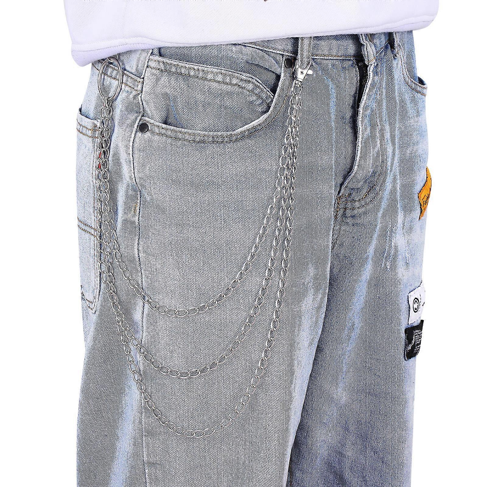 Silver Alloy Trouser Chain for Pants with Lobster Clasp Closure 3 Layers 18.11 Inches