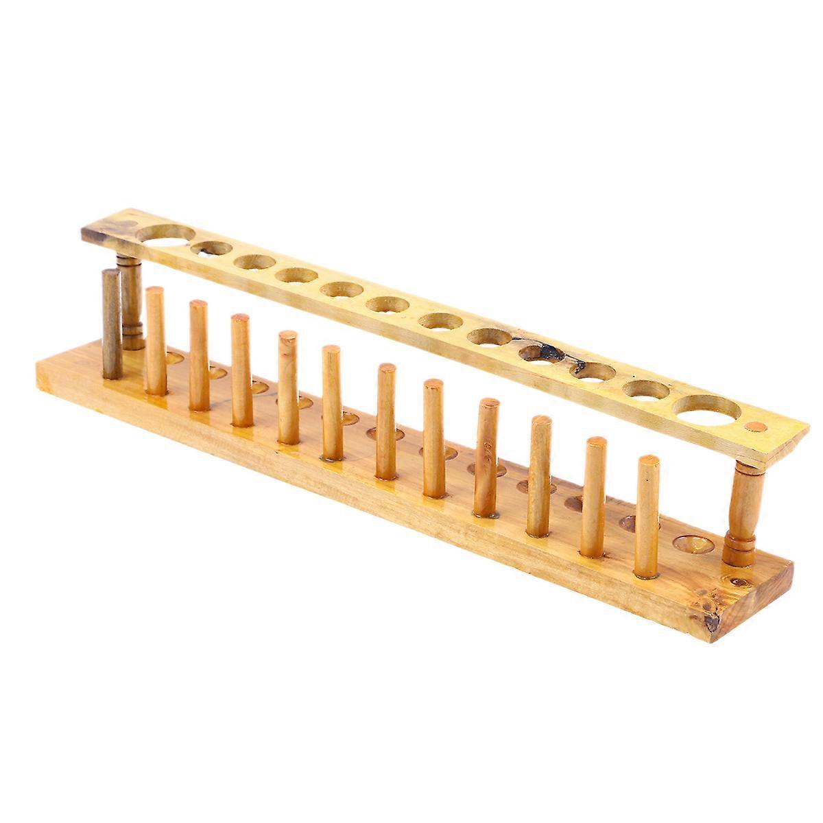 رف أنبوب اختبار بلاستيكي بني فاتح للتخزين يحمل 12 أنبوبا مثاليا لللوازم المدرسية المختبرية