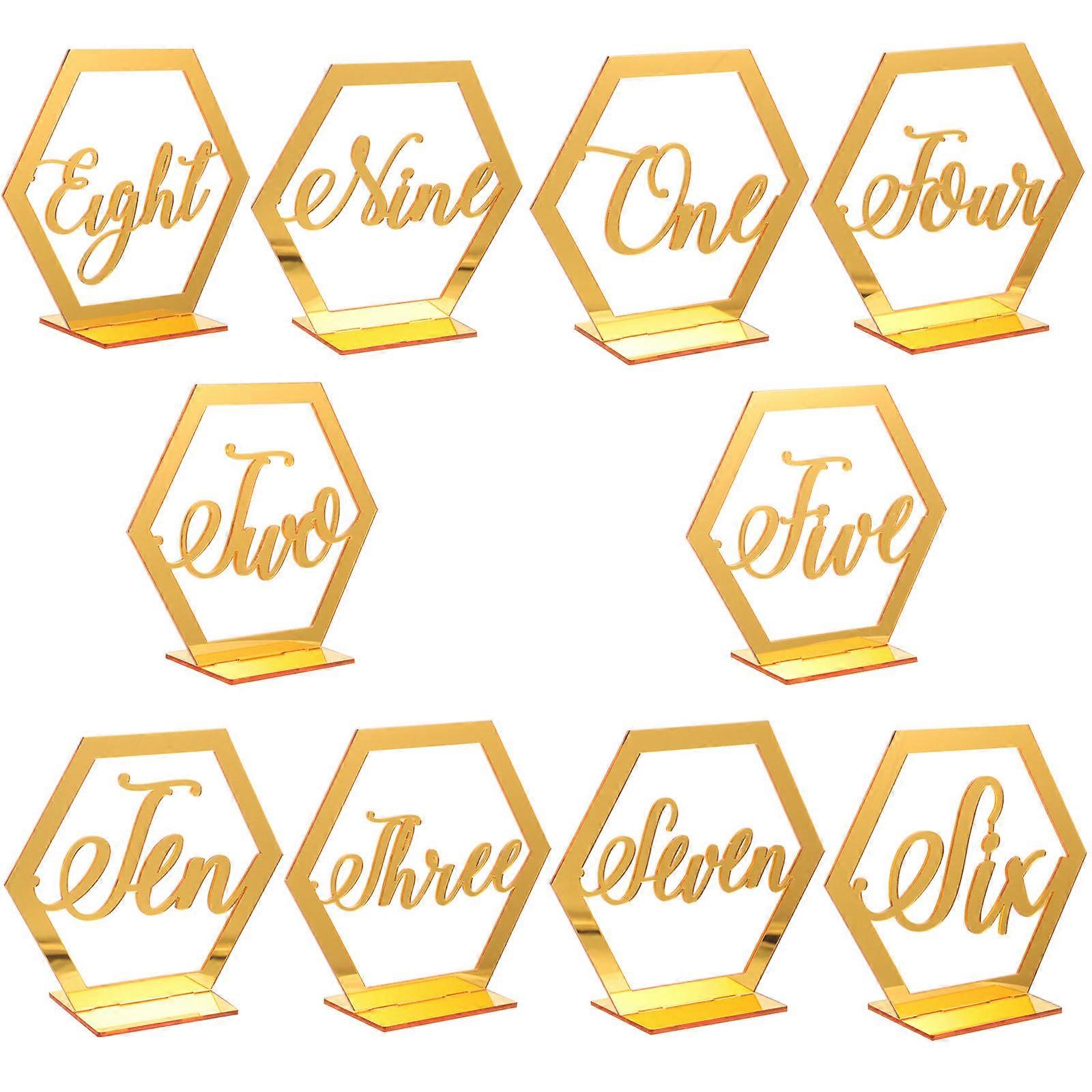Golden Acrylic Table Number Signs for Decor Reusable and Chic 10 Pieces