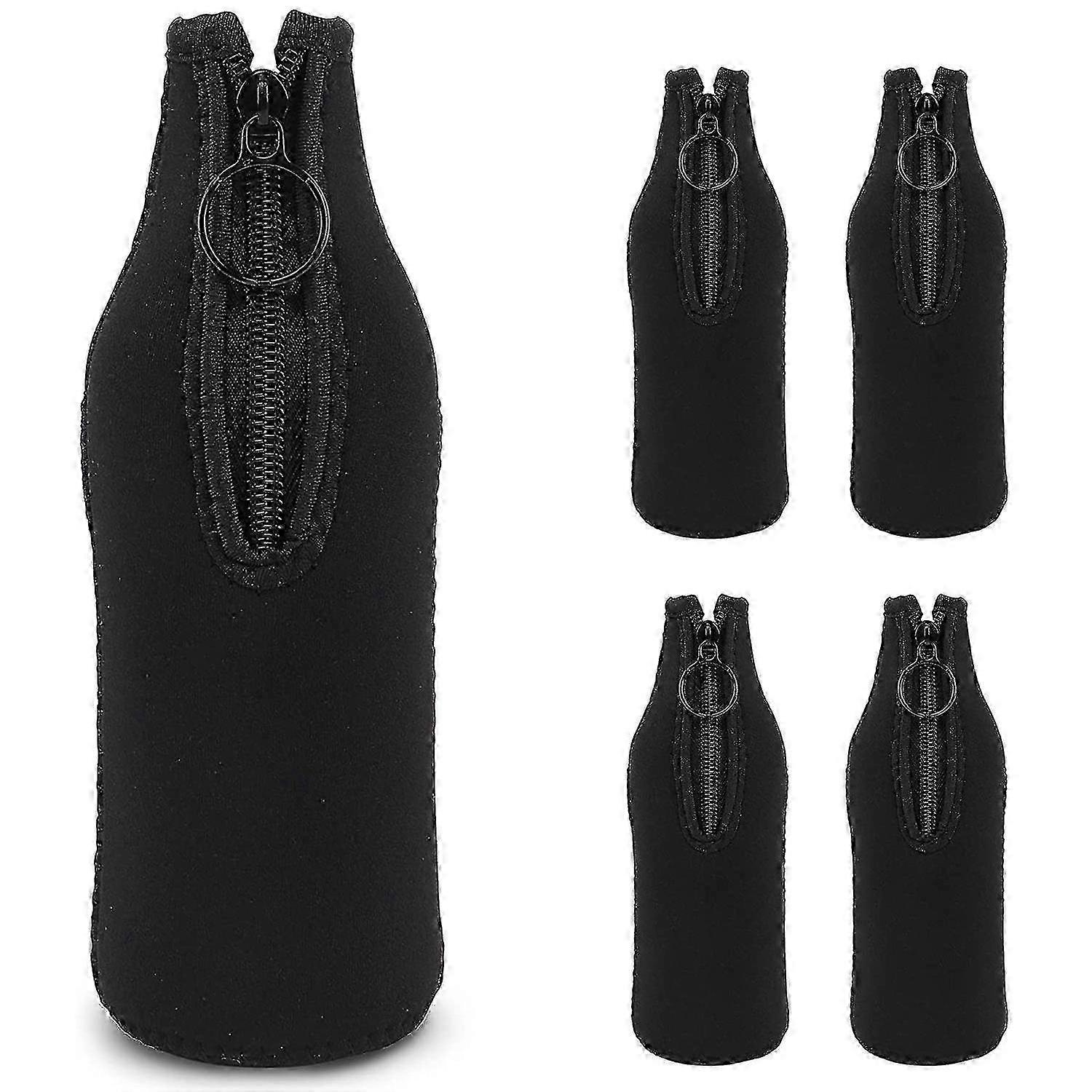 زجاجة البيرة برودة الأكمام مع سحاب للحزب ، حامل البيرة غطاء زجاجة معزول قابل للطي ل 