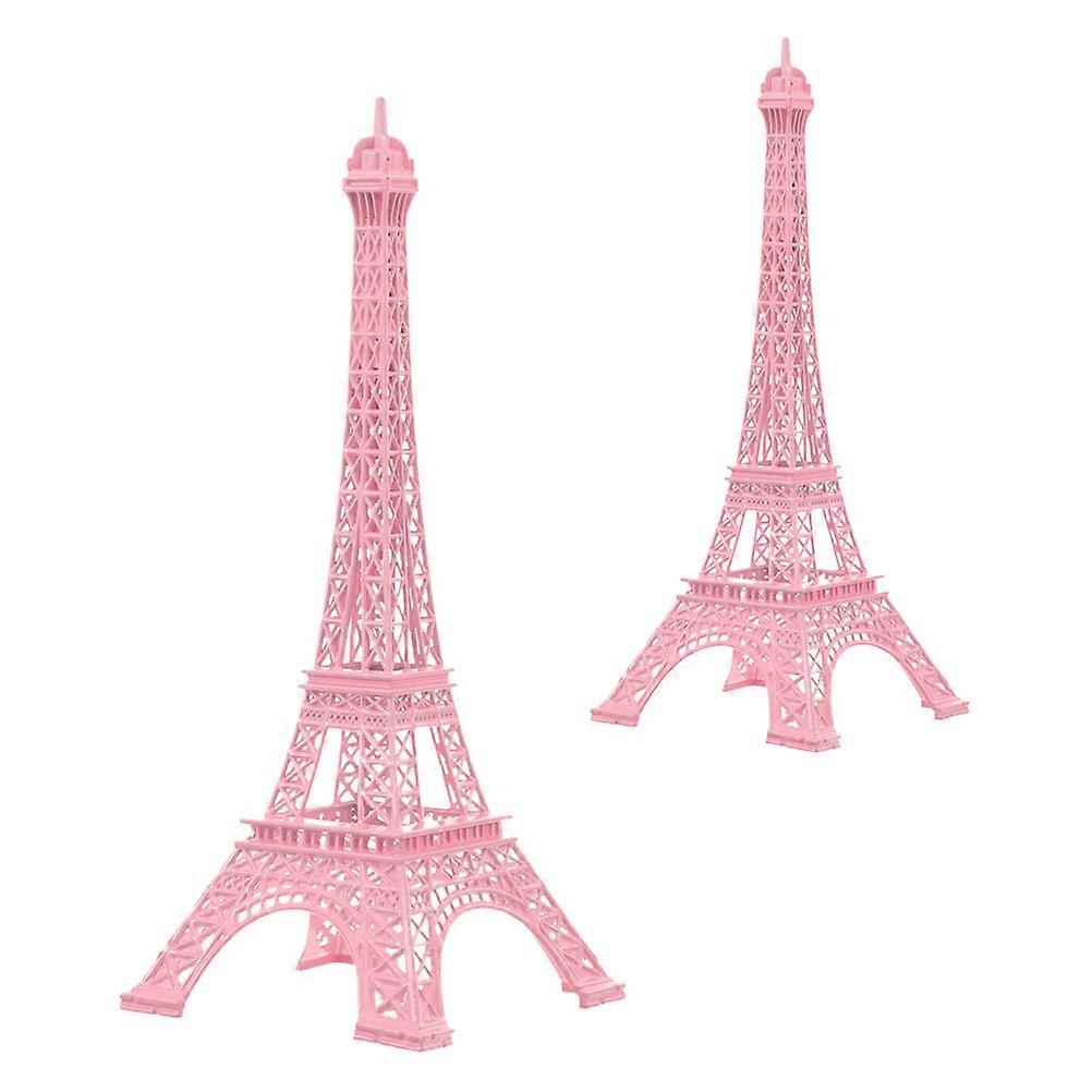 Eiffel Tower Model Vintage Metallic Statue Decorative Figurine Pink Architecture Ornament for Home Office Decoration