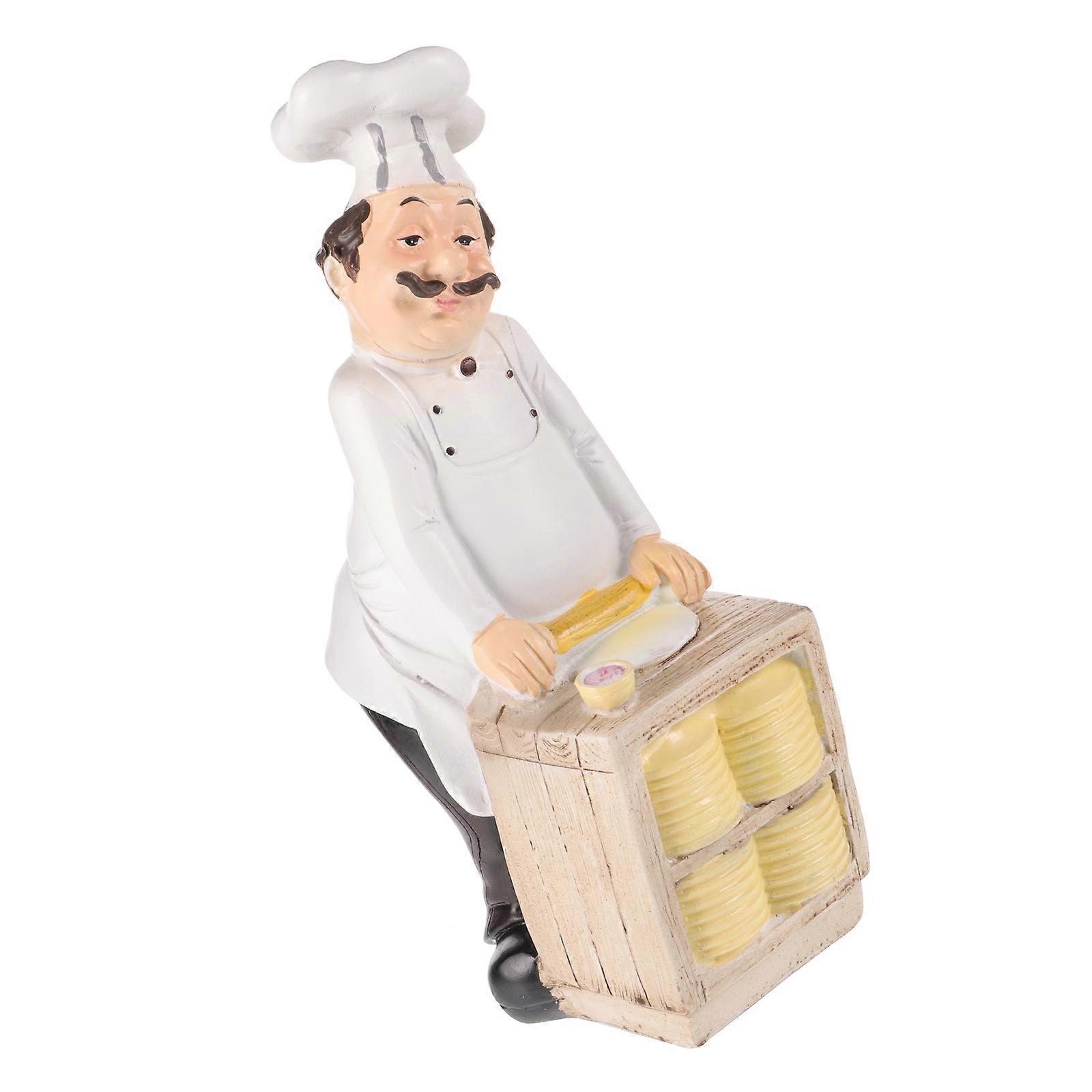 Chef Model Figurine, Resin Mini Statue for Bakery and Home Adornment