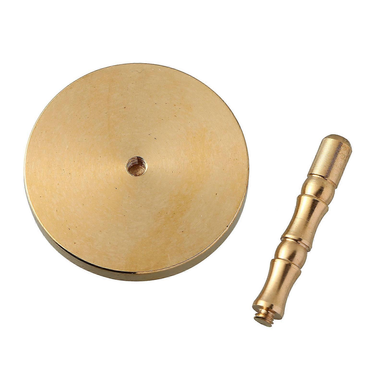 Golden Brass Incense Press for Home Use Ergonomic Design Flat Ash Tool Perfect Gift 2.5 Inch